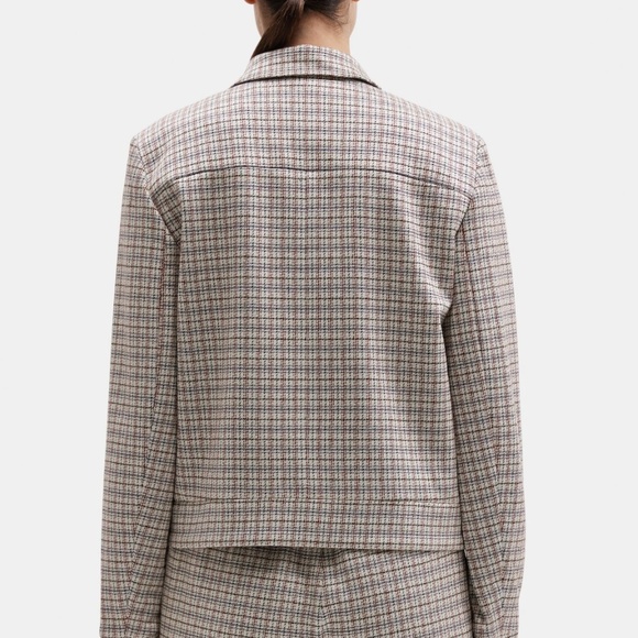 Theory Cropped Zip-Up Jacket in Plaid Knit - Picture 3 of 6